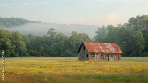Barn in a Field With Trees