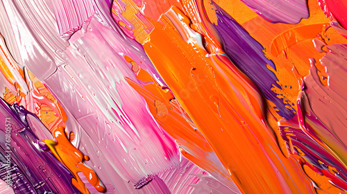 a close up of large strokes of paint, soft variaations of unmodulated bold color, hues of orange, pink and purples, lyco art, heavy emotionally-charged impasto brushstrokes