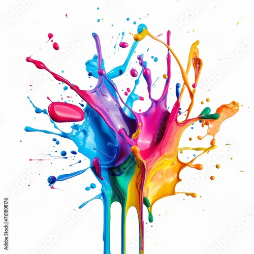 Colorful paint splash on the white background