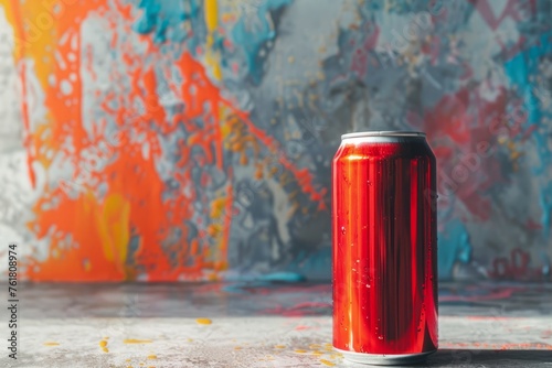 Blank Aluminum Can Design on Colorful Background