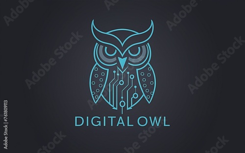 Wallpaper Mural "Digital Owl" showcases a modern owl logo with circuit board feathers, embodying wisdom and digital transformation on a sleek dark background. Torontodigital.ca