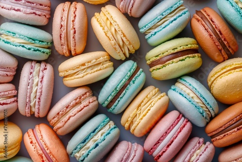 Vibrant French Macaroons Close-Up, A Feast for the Eyes
