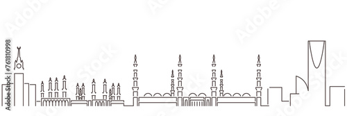 Saudi Arabia Dark Line Simple Minimalist Skyline With White Background