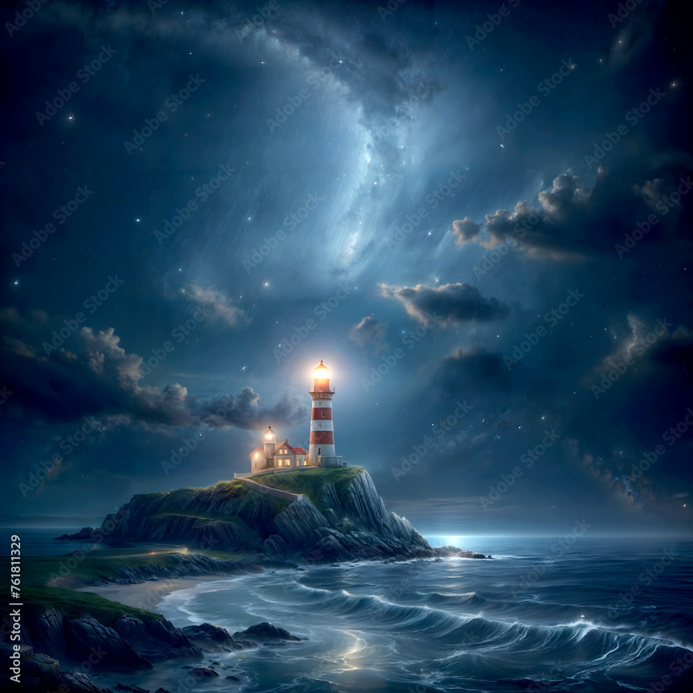 The sea and the lighthouse - obrazy, fototapety, plakaty 
