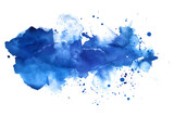 Blue watercolor smudge design on white background.