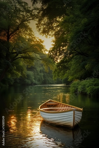 boat on the river in the forest