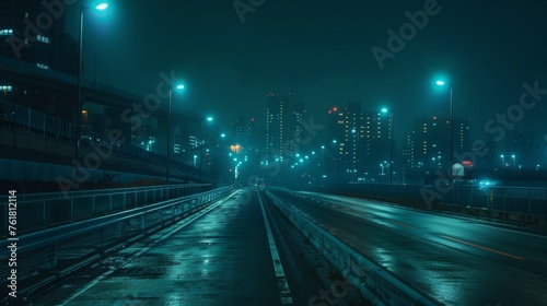 A nighttime journey along the tarmac road into the city's heart