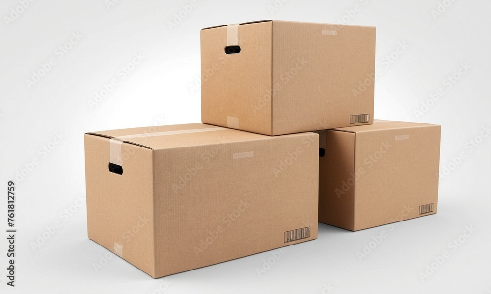 Three cardboard boxes on white background. Three cardboard boxes on white background.