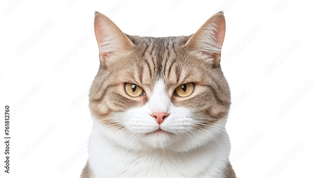 portrait cat isolated against white background