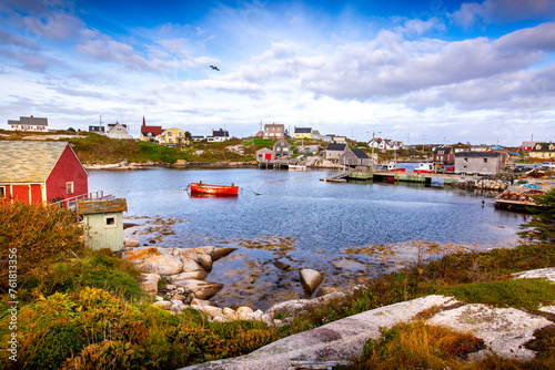 Принти на полотні A quiet autumn afternoon in the sleepy fishing village of Peggy's Cove, Nova Scotia in Canada near Halifax