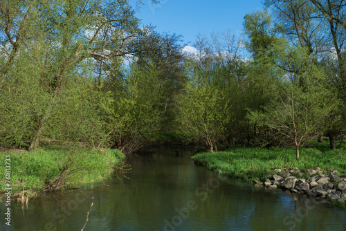 Blick nach Frankreich   ber den Rhein bei Iffezheim