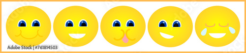 A set of yellow emoticons expressing happiness and good mood