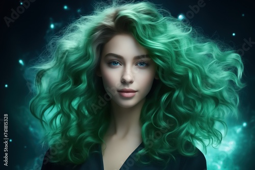 A mystical green dryad woman. A fabulous mythical nymph