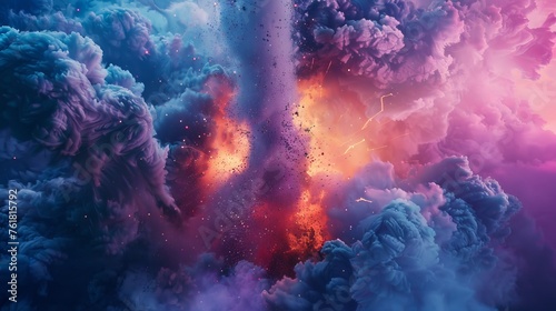 Cinematic colored powder explosion for a dramatic and intense scene