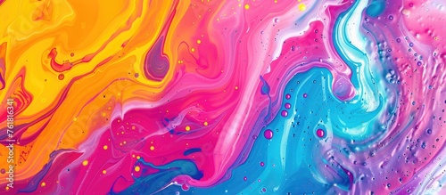 A detailed close up of a vibrant painting featuring shades of purple, pink, and magenta on a white background, created using liquid watercolor paints