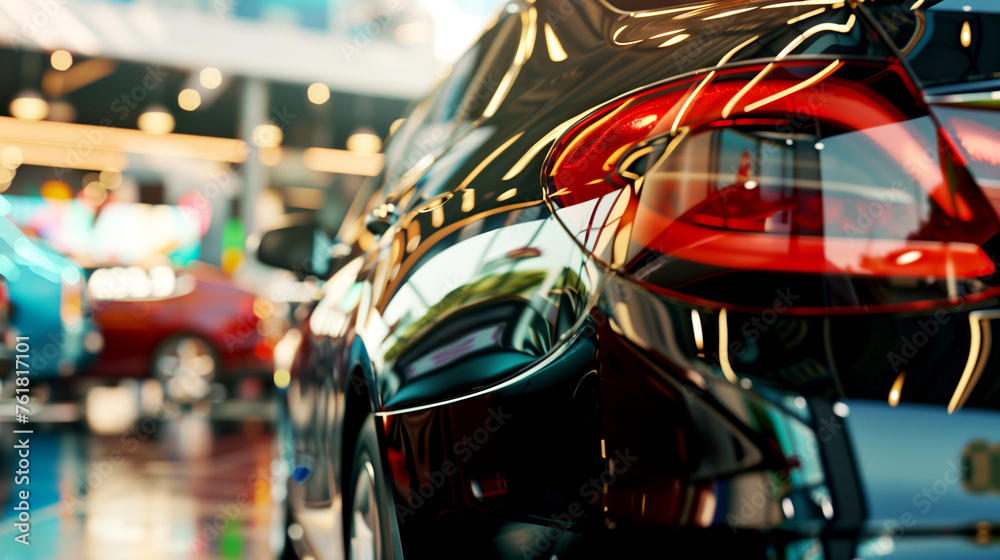 Selling a new car in a car dealership Selling a new car in a car dealership
