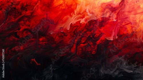Fire and smoke abstract oil painting background with intense reds and blacks. photo