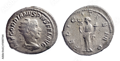 Roman empire. Silver antoninianus of Roman emperor Gordian III, 238-244 AD