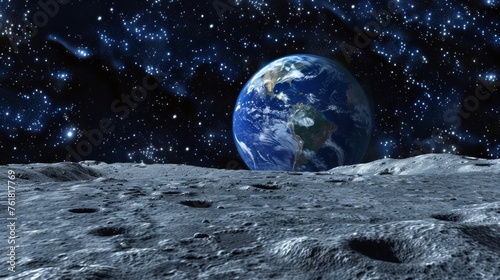 Illustration of Earth as seen from the Moon  highlighting the unique perspective and relationship between the two celestial bodies.