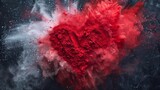 Red and white colored powder explosion representing love and passion