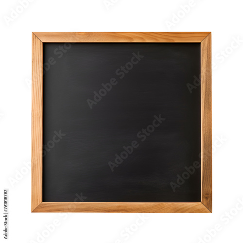 Blank Blackboard for Mockup: Square School Board with a Wooden Frame, Isolated on Transparent Background, PNG