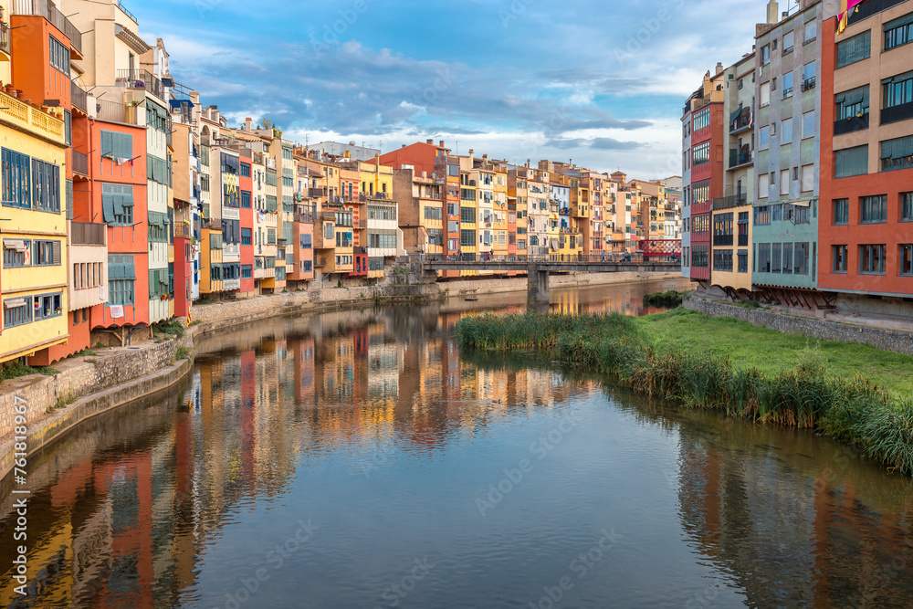 The bridge over the Onyar river in Girona - Catalonia, Spain