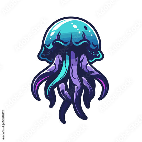 Vector esports logotype jellyfish on white background, logo jellyfish, icon jellyfish, sticker jellyfish, symbol jellyfish, emblem jellyfish