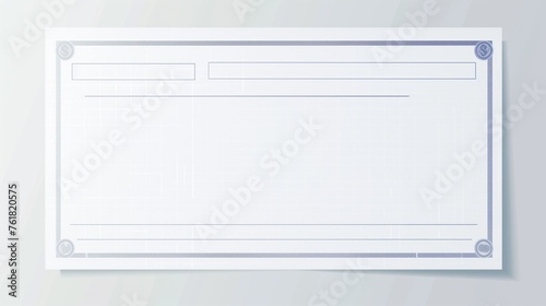Blank Check Template on Minimalistic Grey Background