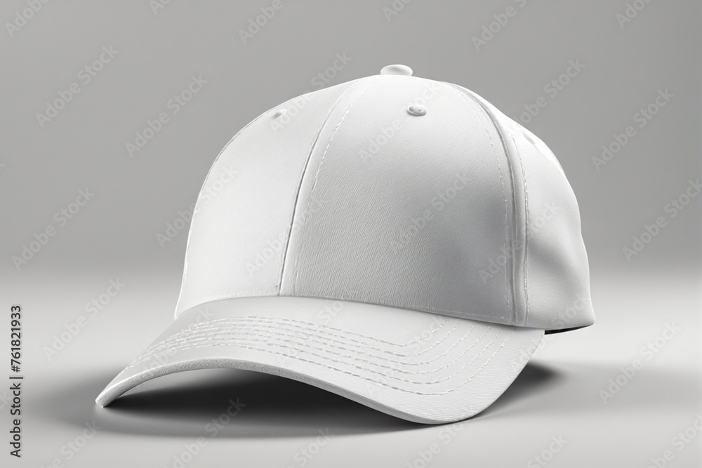 Fototapeta premium White baseball cap mockup front view on white background