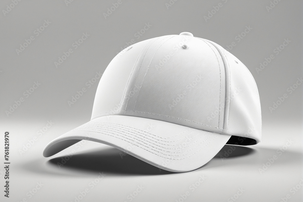 White baseball cap mockup front view on white background White baseball cap mockup front view on white background