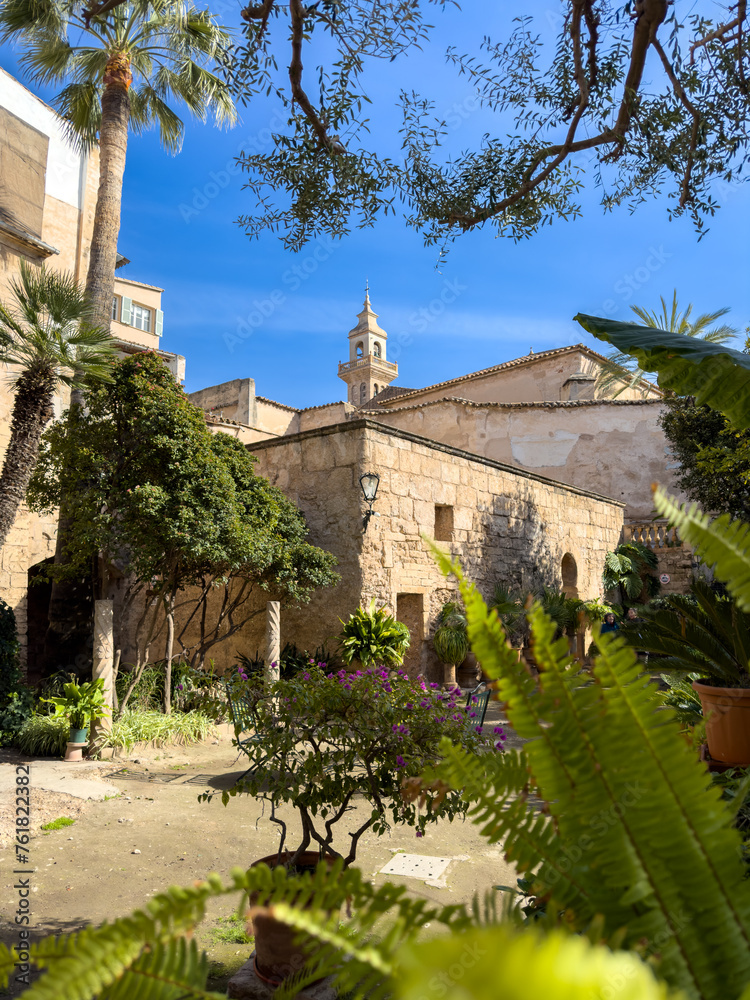 Ancient arab baths with serene gardens in Palma de Mallorca