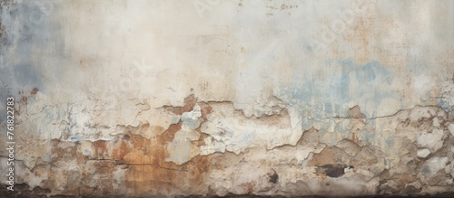 A detailed shot of a weathered concrete wall with flaking paint, showcasing the artistic beauty of urban decay in the city landscape