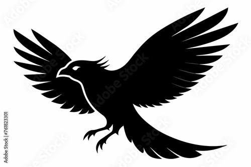 Flying bird icon, silhouette black, vector art illustration © Mohammad