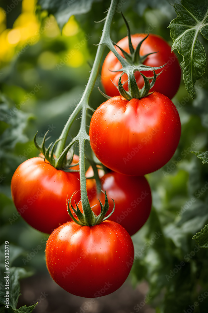 ripening tomatoes in the garden