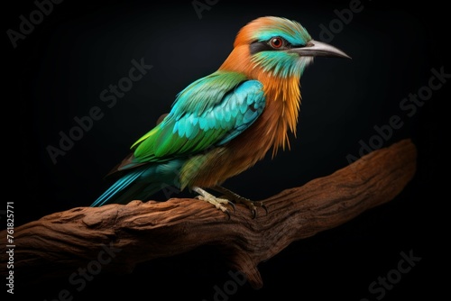 Sleek Motmot bird fullbody. Wild tree tail. Generate Ai photo