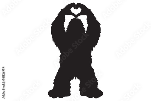 Bigfoot Heart, Bigfoot, Heart, Yeti, Silhouette, Wild Monster, Sasquatch, Stencil © Zilvinas