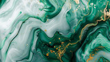 Ethereal marble elegance: emerald waves with golden accents.