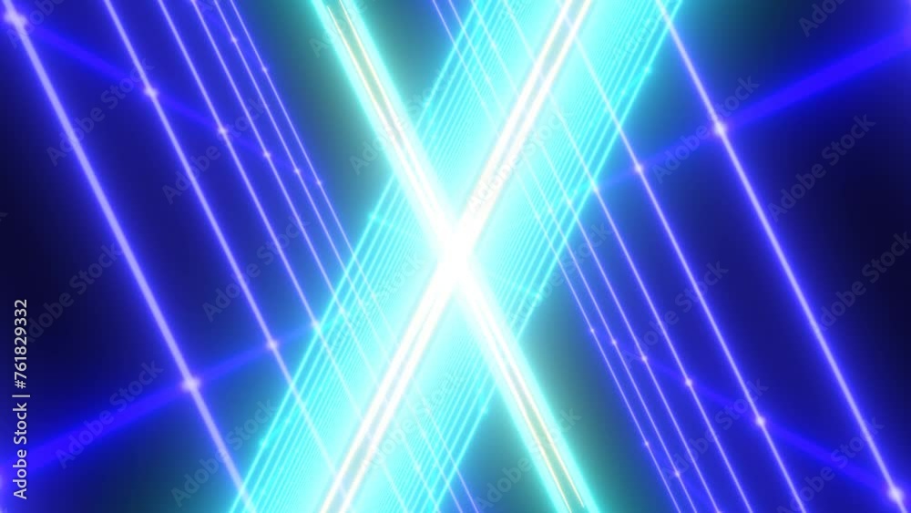 Flying Through Rotating Colorful Glowing Neon Grid Tunnel Alternating - 4K Seamless VJ Loop Motion Background Animation