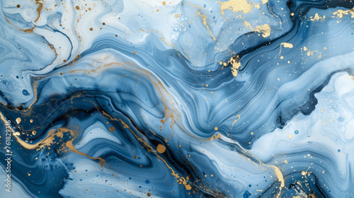 Ethereal marble elegance: sapphire waves with golden accents.