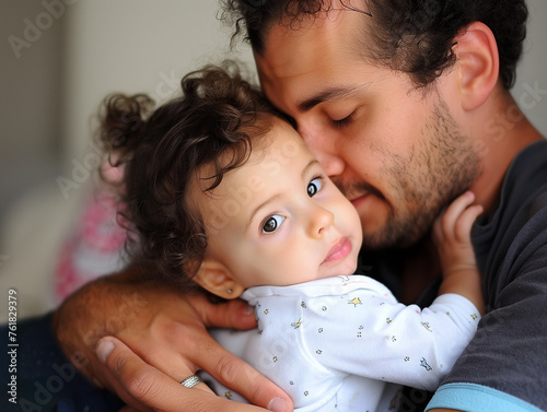 Father and child are happy together. photo