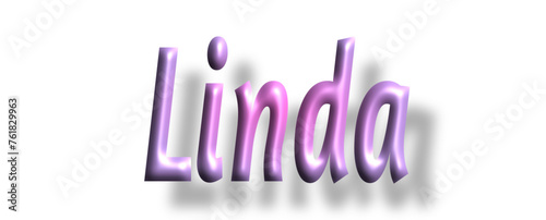Linda - pink color - female name - three-dimensional effect tubular writing - Vector graphics - Word for  presentations, greetings, banners, card, prints, cricut, silhouette, sublimation
