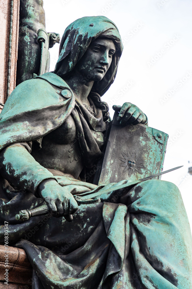 Obraz premium Maxmonument, statue of King Maxmillian II on Maximilanstrasse in Munich, Germany