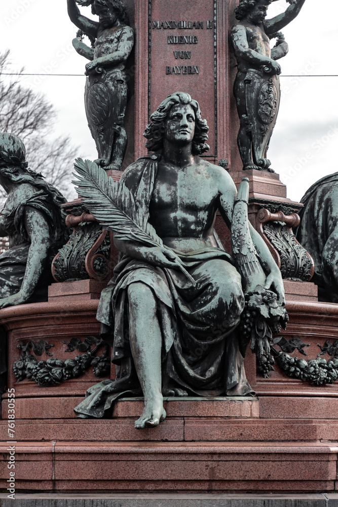 Obraz premium Maxmonument, statue of King Maxmillian II on Maximilanstrasse in Munich, Germany