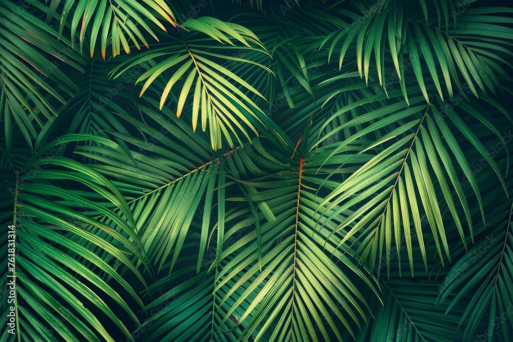 Palm Leaf Pattern, Lush Jungle Background, Exotic Tropic Foliage, Palm Leaves Silk Embroidery Palm Leaf Pattern, Lush Jungle Background, Exotic Tropic Foliage, Palm Leaves Silk Embroidery