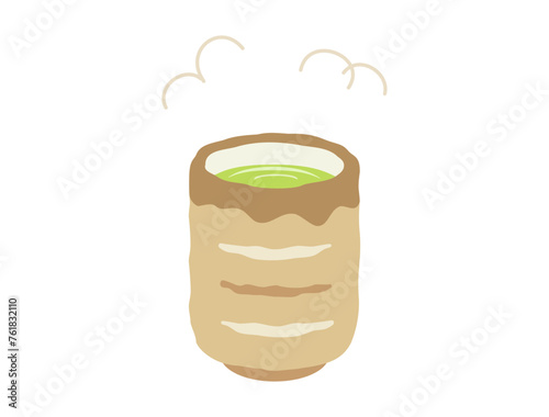 湯呑にいれたお茶のイラスト