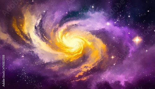 swirl galaxy milky way stars purple yellow other dimension cloud space background