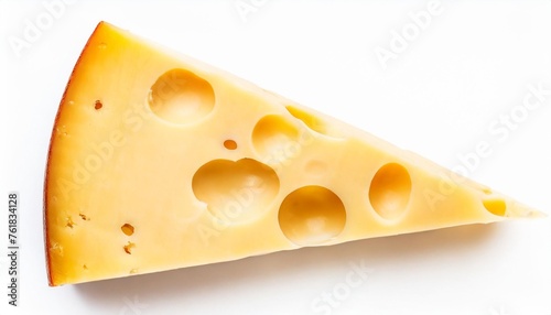 piece of cheese isolated on white background with clipping path top view flat lay