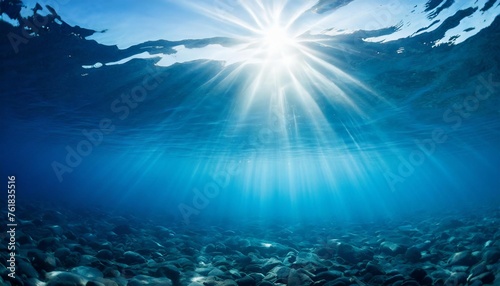 abstract blue background water with sunbeams