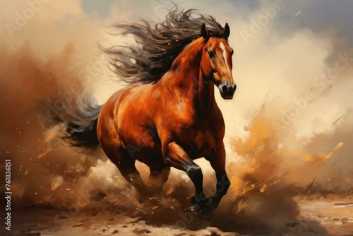 Resilient mustang horse. Beautiful equestrian horse freedom symbol. Generate ai