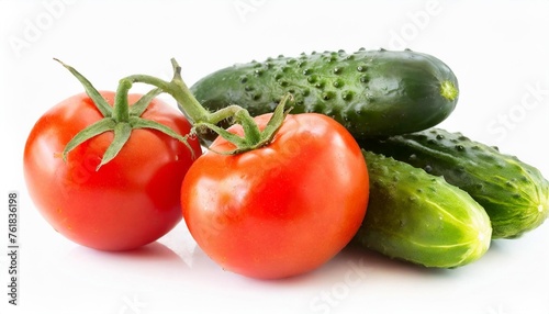 tomatoes and cucumbers isolated on a white background